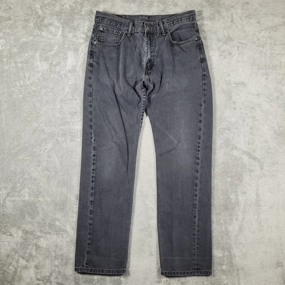 Levi's 505 Jeans Mens 33x34 (Fits 32x31) Black Regular Fit Straight Leg Faded